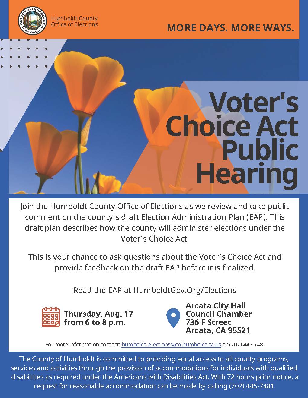 Draft Election Administration Plan Public Hearing Flier