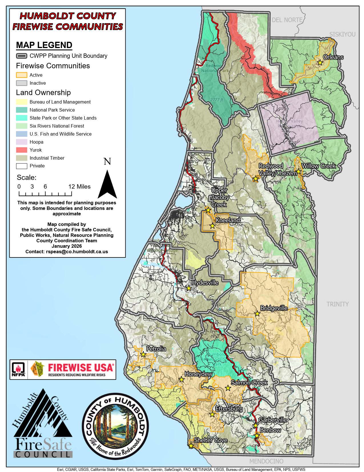 Humboldt County Firewise Communities Map 01.12.2026