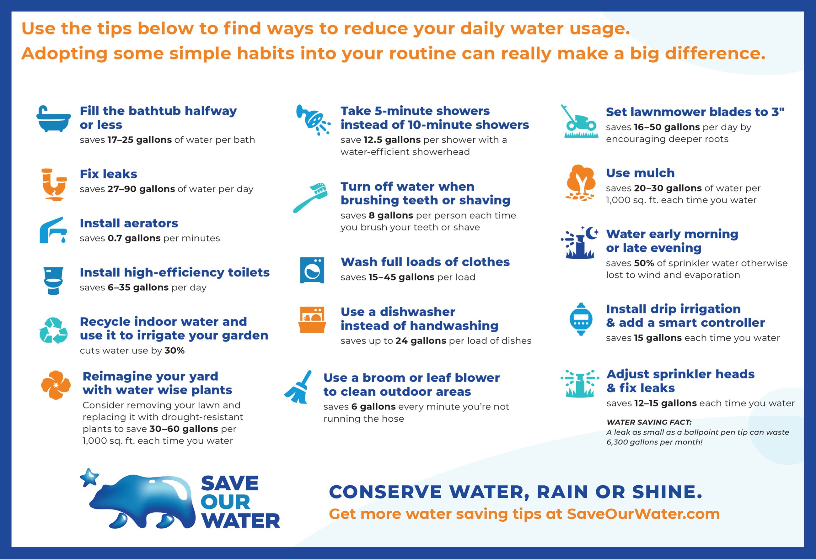 Save Our Water Information and Tips