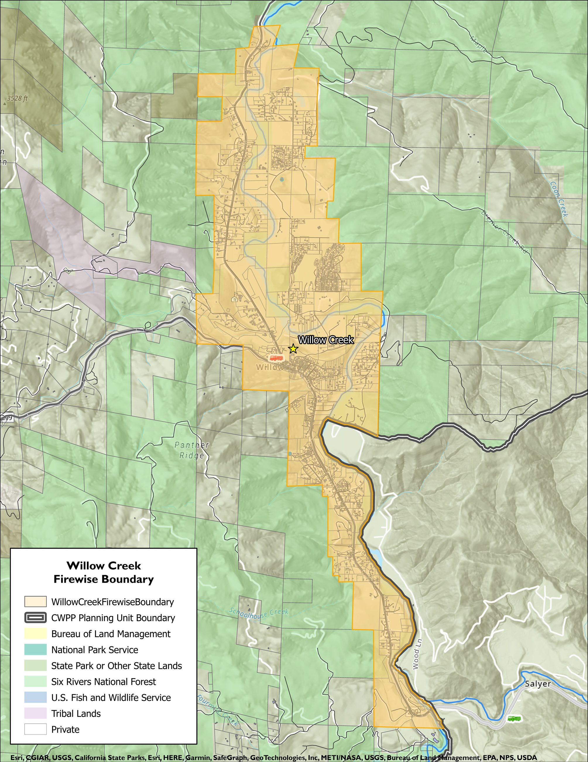 Willow Creek Firewise Boundary Map