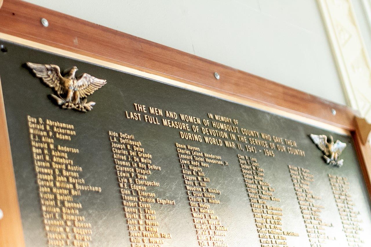 Humboldt County World War II Veterans Memorial Plaque 1941-1945
