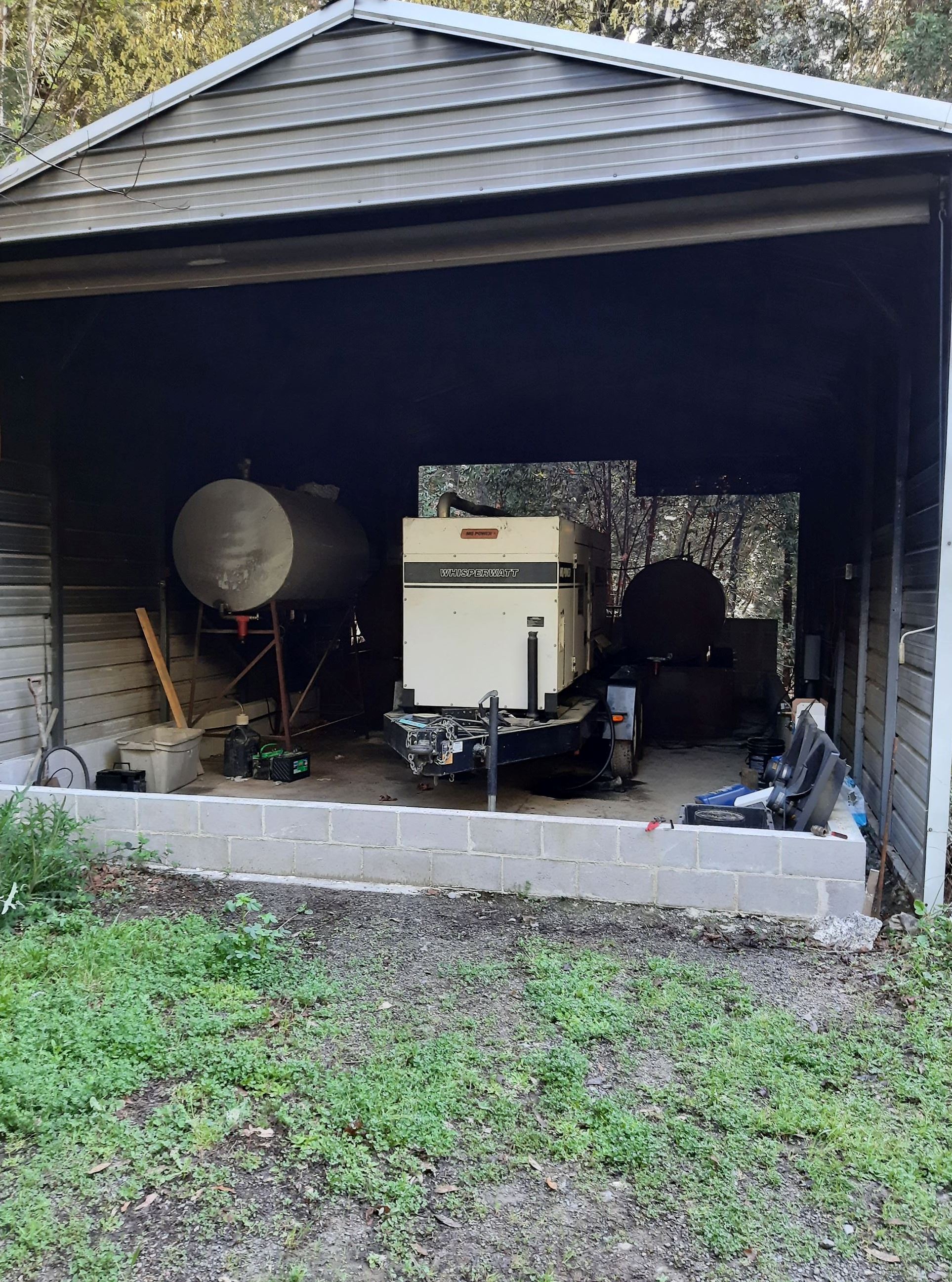 Large generator supplying power to illegal grow