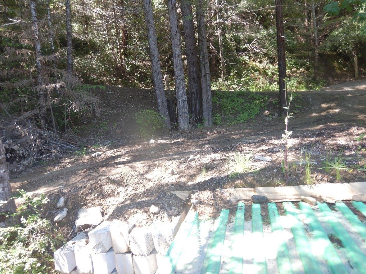 Buried containers, with generator for indoor grow, built in natural path of watercourse.