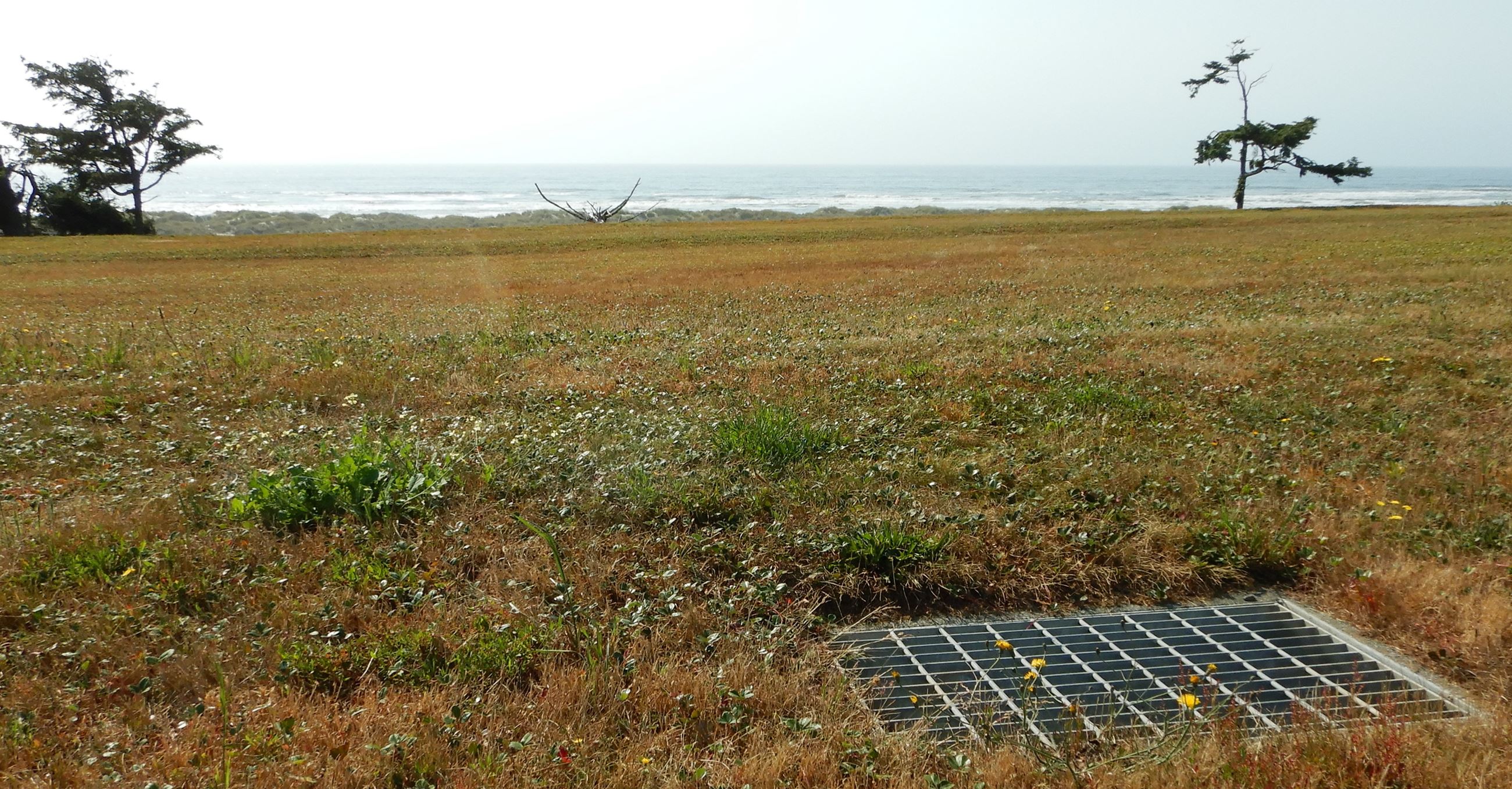 storm drain overlooking the Pacific Ocean.
