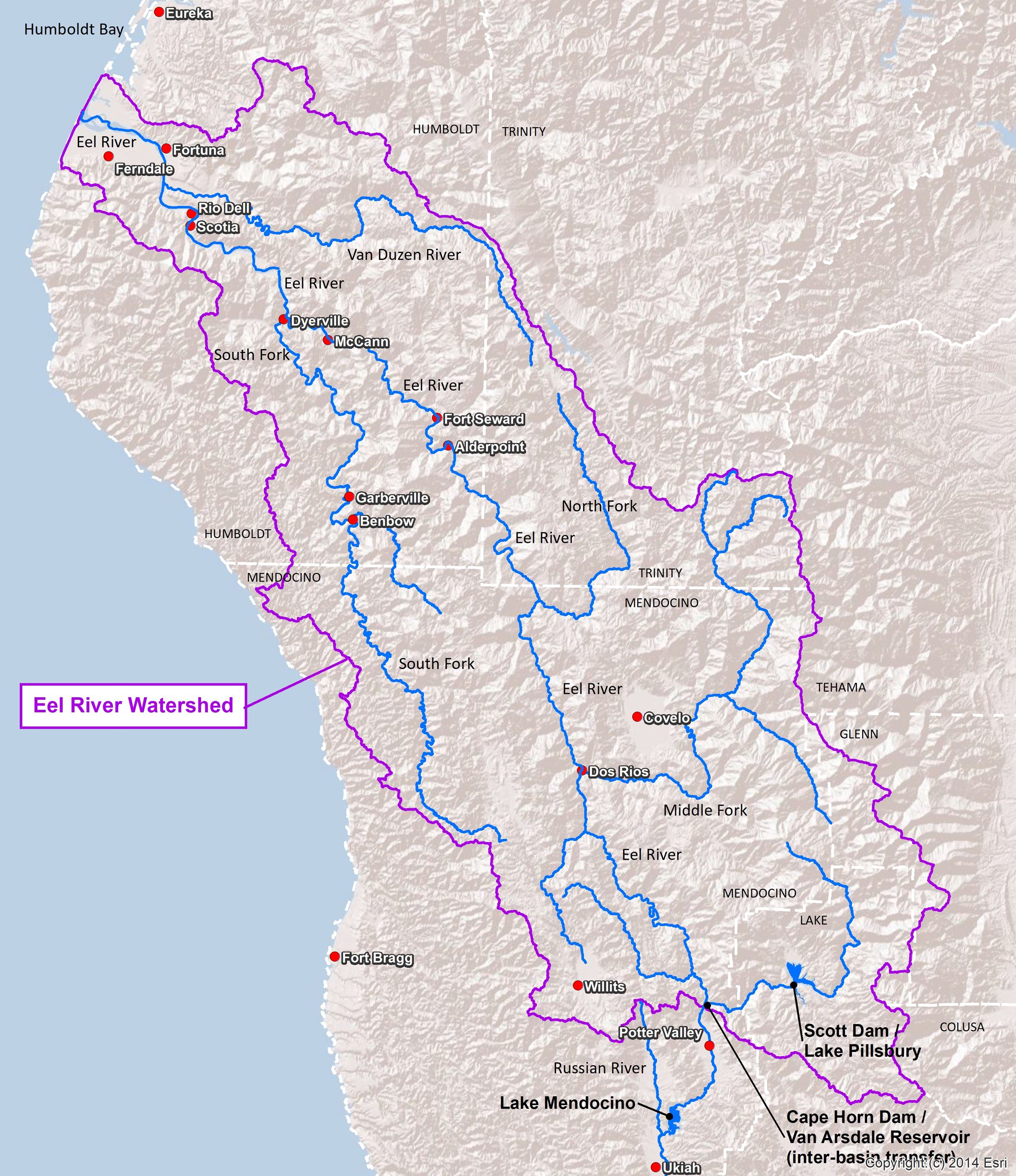 Eel River watershed map