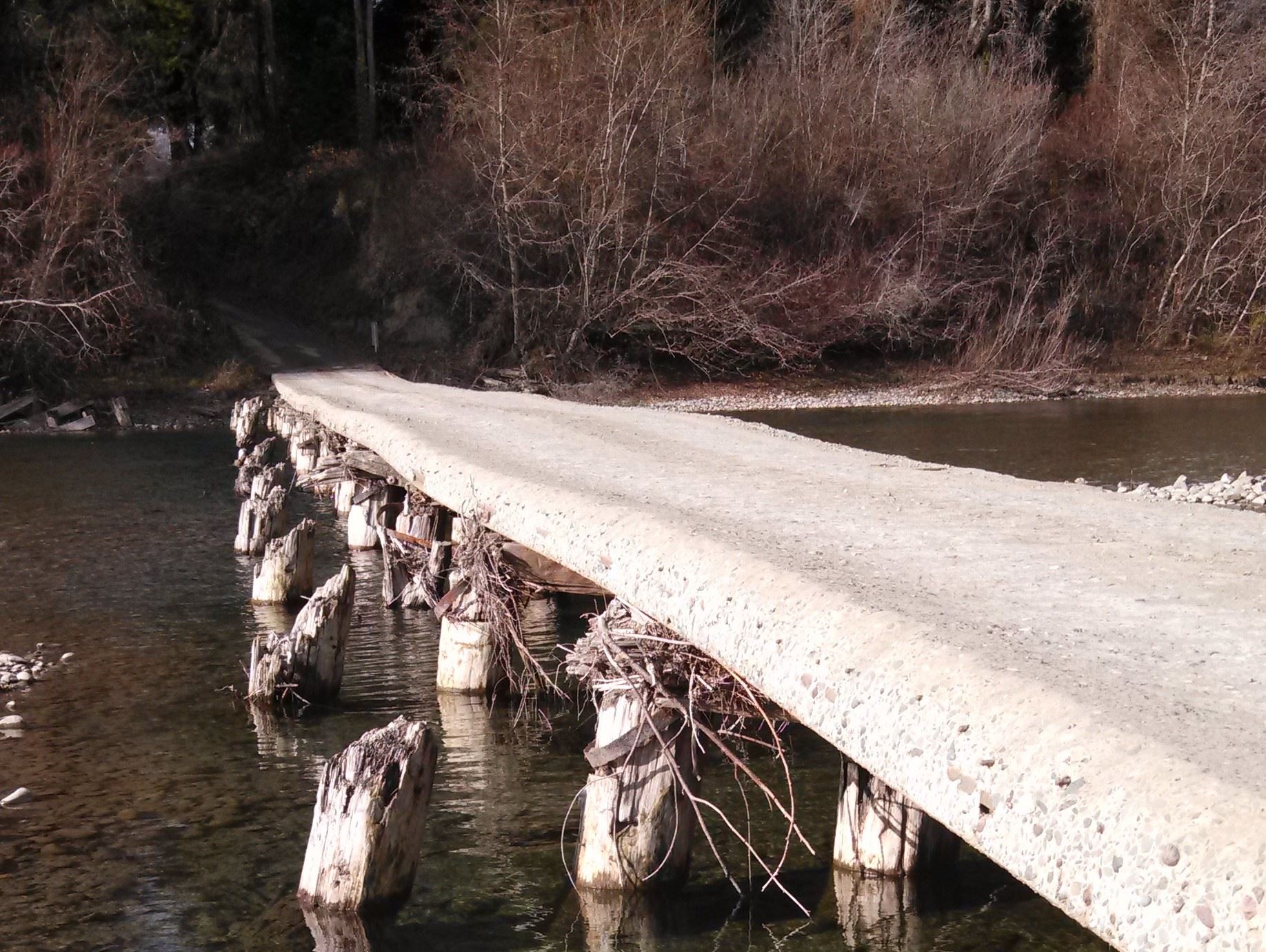 Looking accross the river along the Holmes-Larabee bridge