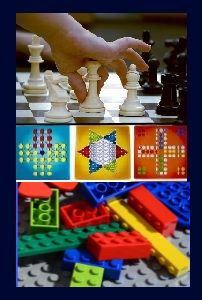 A variety of board games and Lego pieces are ready for you at the library.