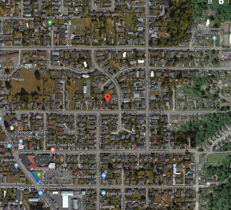 Map of Trinity Street in Myrtletown