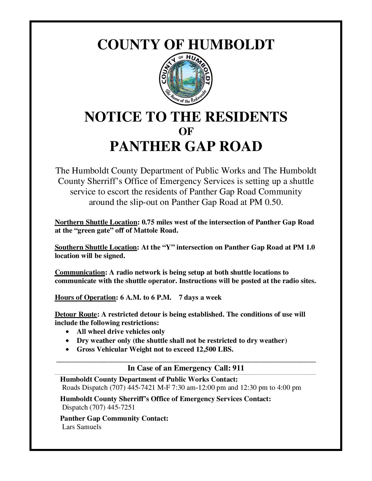 Panther Gap Official Press Release