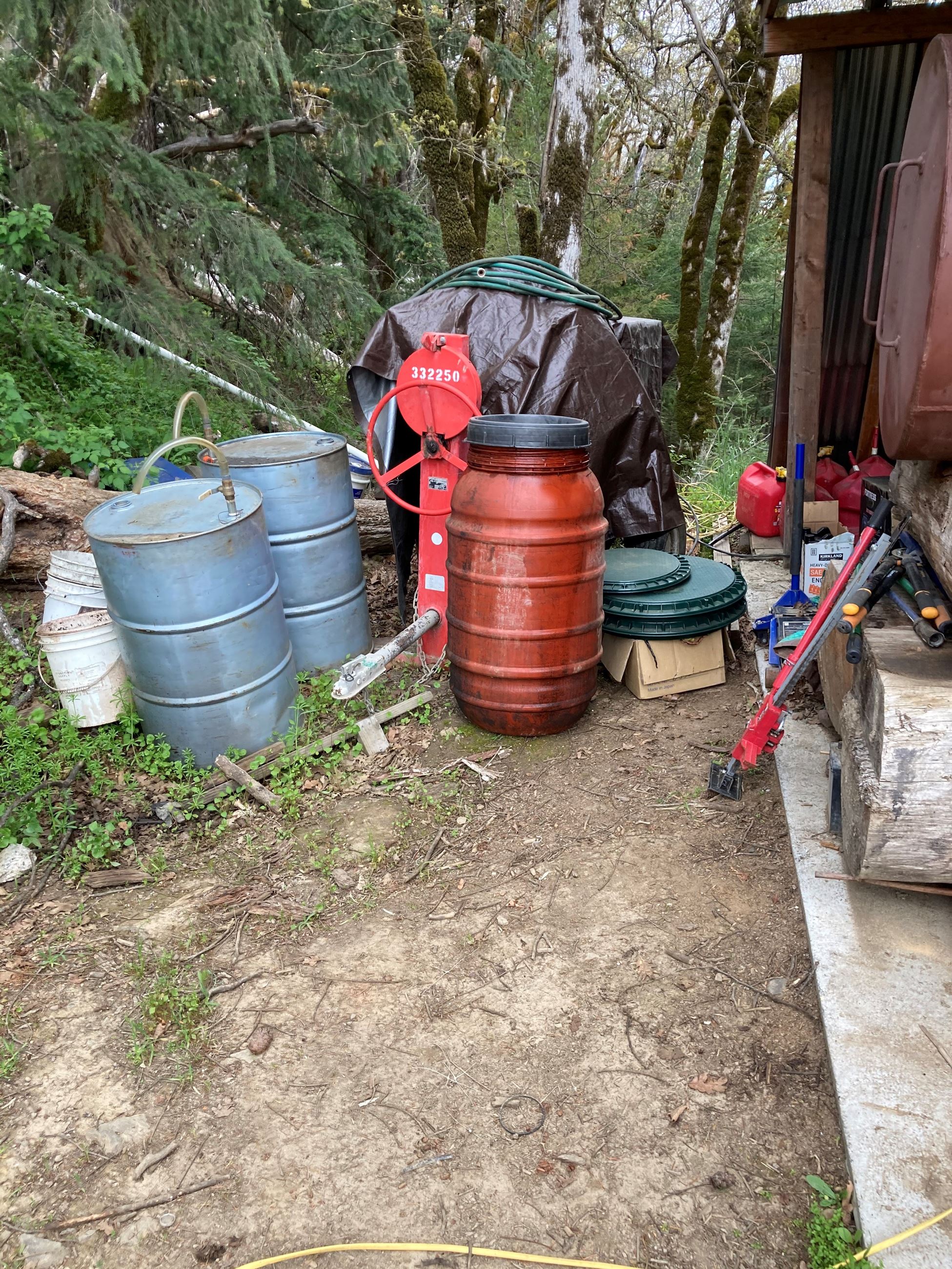 Miscellaneous hazardous materials on a cultivation site in Dobbyn Creek area.