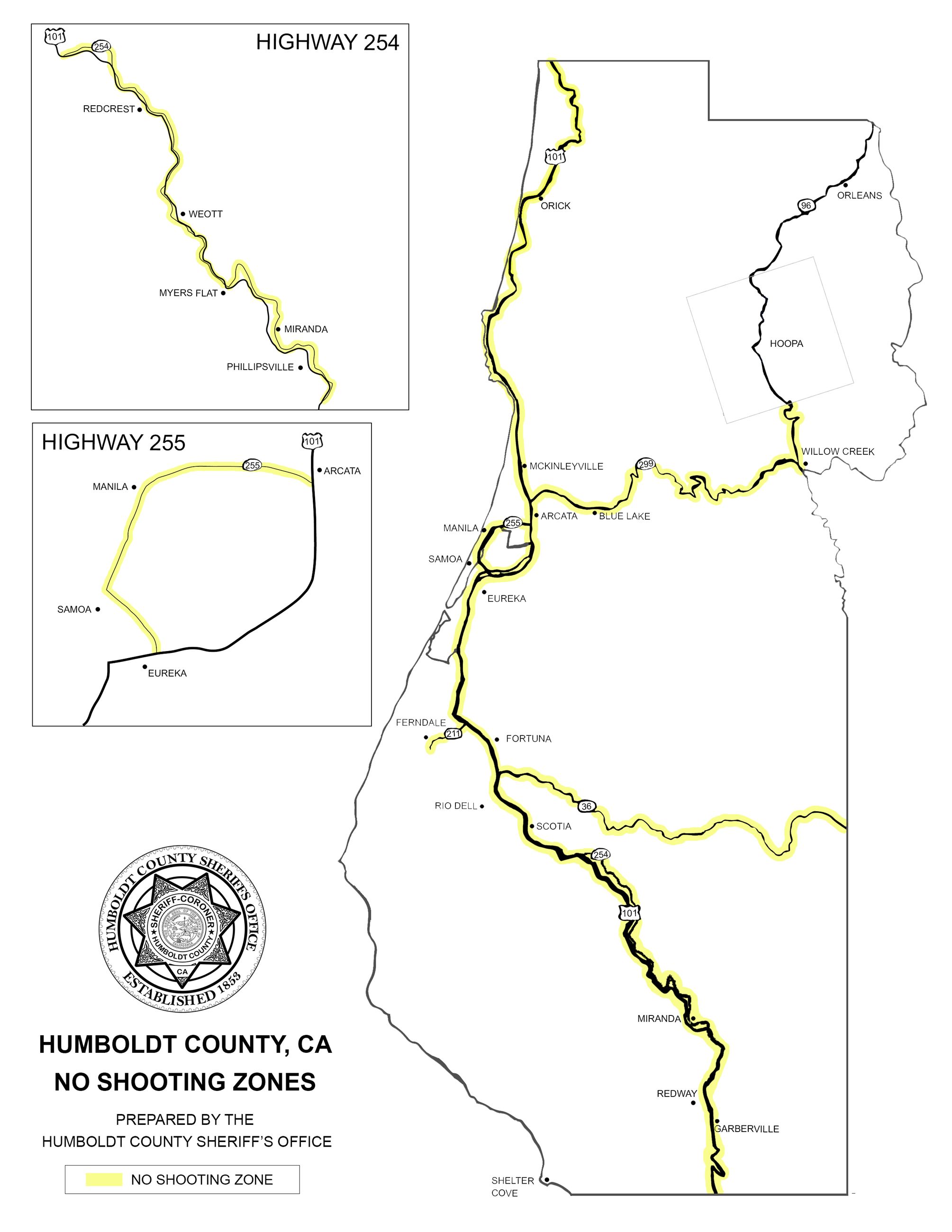 NO SHOOTING MAP Along Highways