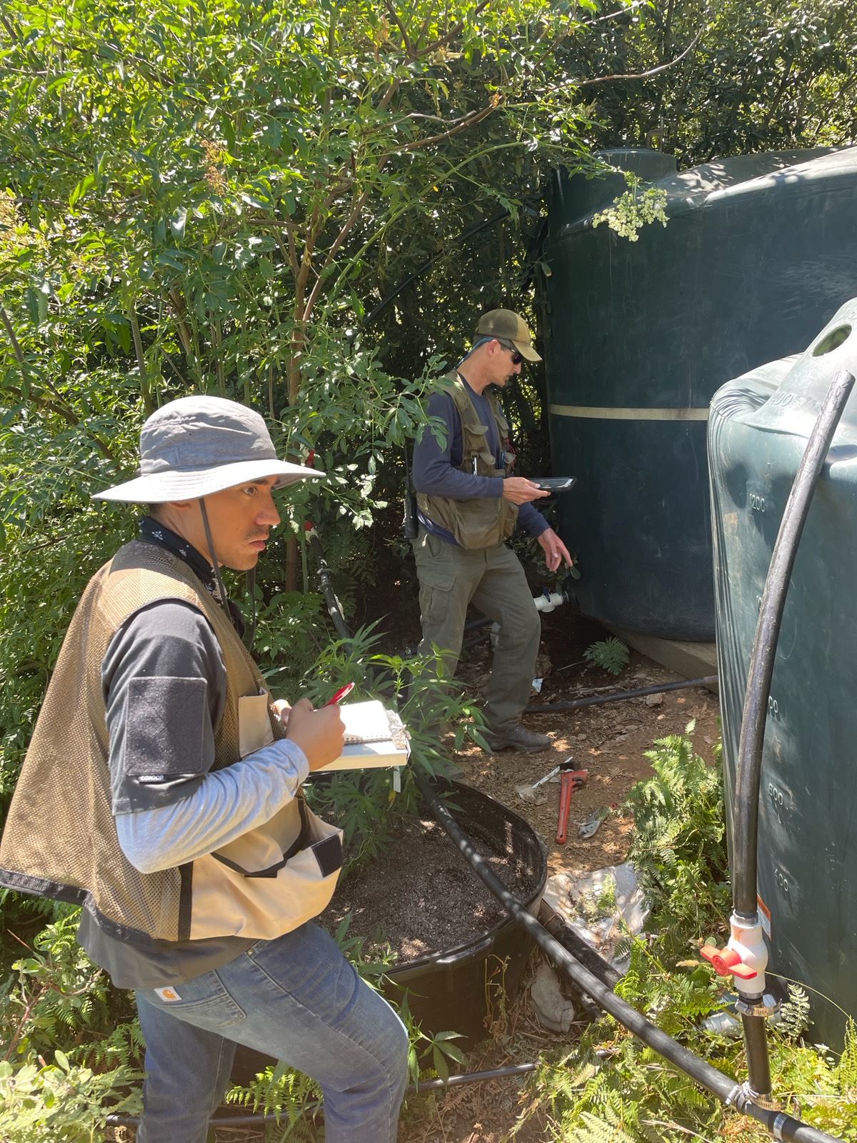 Environmental scientists investigate water diversion and storage.